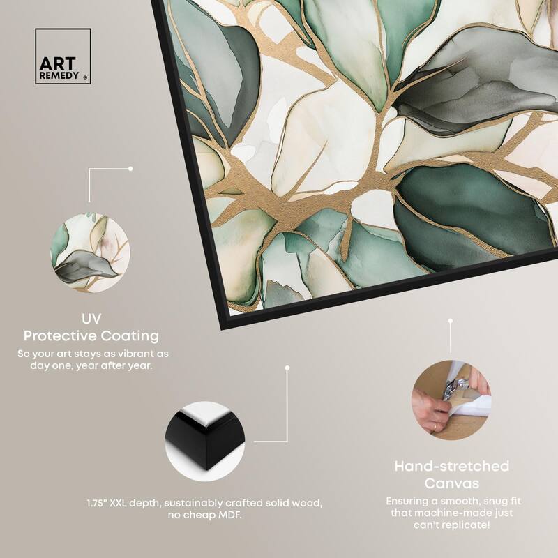 Golden Veined Leaves II Canvas by Art Remedy