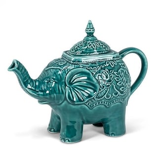Ornate Teal Color Elephant Teapot - Bed Bath & Beyond - 40036701