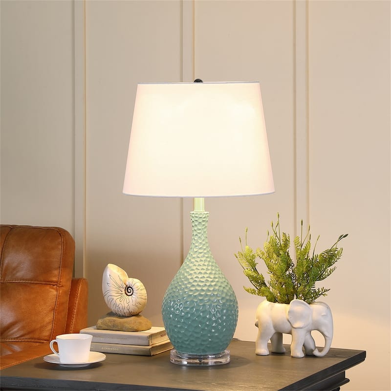 28 Inch Mid-Century Pebble Resin Table Lamp