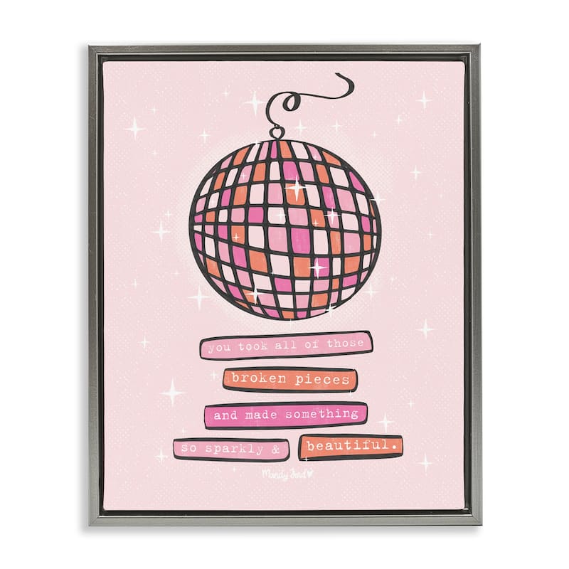 Stupell Sparkly & Beautiful Inspirational Framed Floater Canvas Wall Art Design By Mandy Ford Art + Illustration - 17 x 21 - Grey