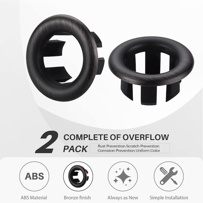 WOWOW 1.2 in. Sink Basin Trim Overflow Cover (2-Pack)
