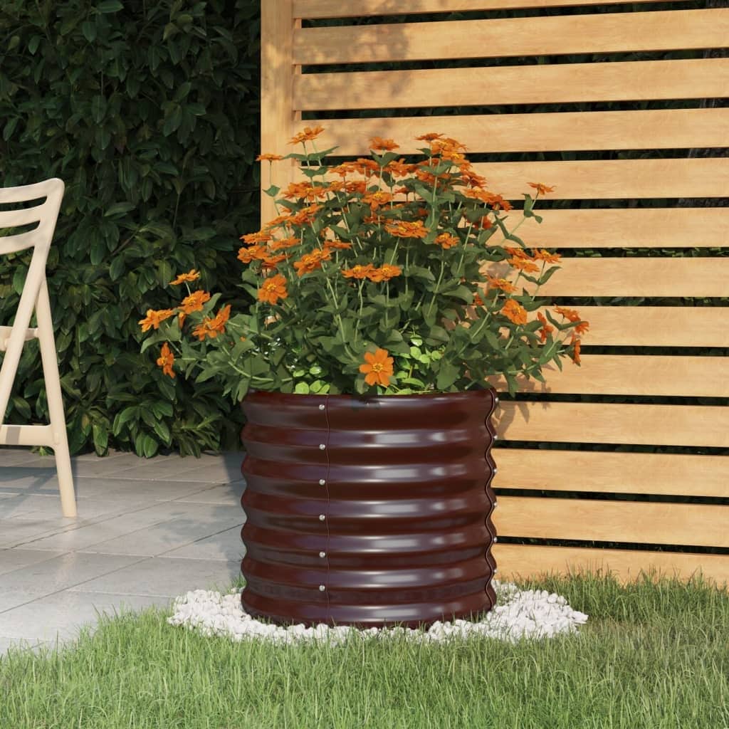 vidaXL Patio Planter Galvanized Steel Brown