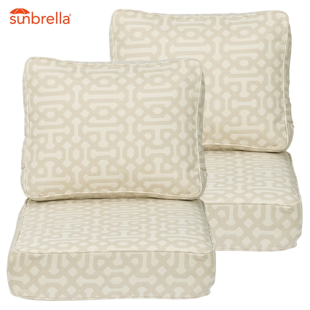 Aoodor 24x25x6 Inch Outdoor Patio Chair Cushions Set, Weather-Resistant Sunbrella Fabric Outdoor Cushion, Set of 2 - 24"x25"