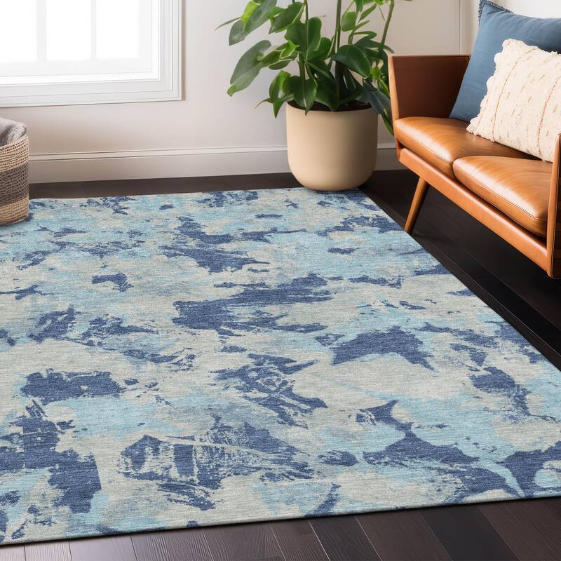 Machine Washable Indoor/ Outdoor Chantille Abstract Contemporary Rug
