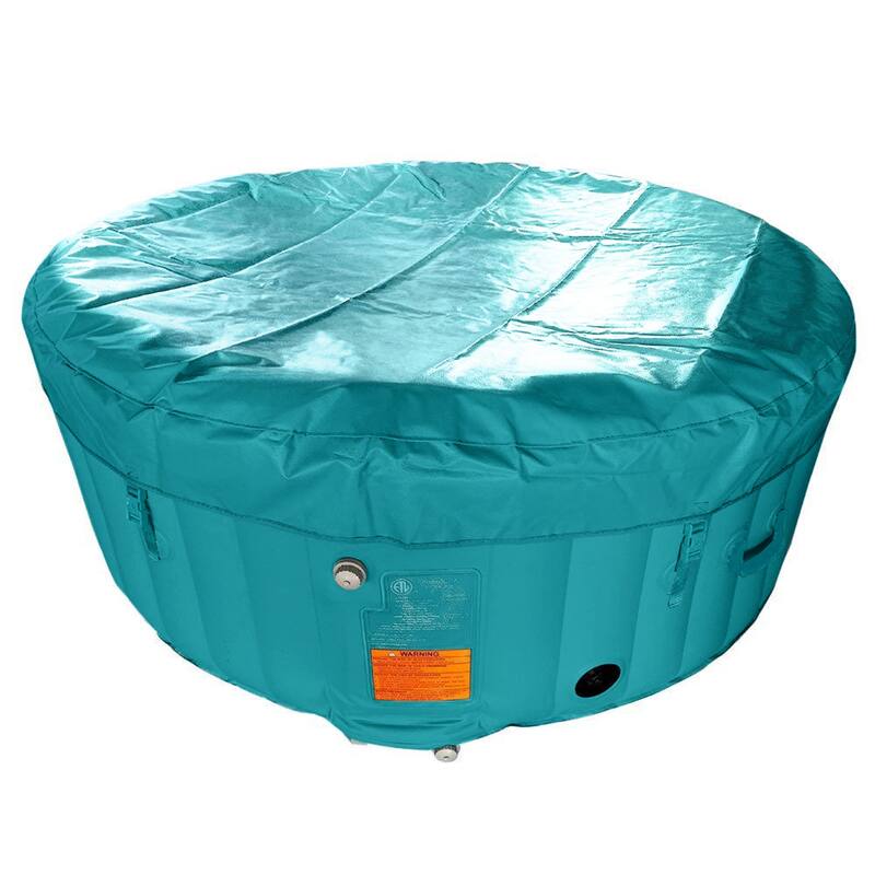 ALEKO Round Inflatable Hot Tub With Cover 4 Person Light Blue/White