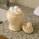 preview thumbnail 5 of 8, Creative Home Aladdin Collection Champagne Marble Cotton Ball Swab Holder, Bathroom Storage Jar - Beige