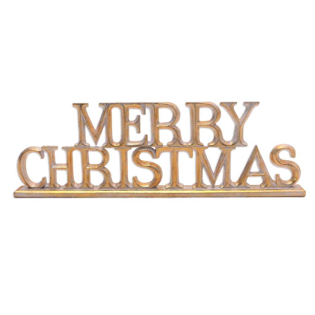 Novica Handmade Merry Christmas Wood Holiday Decor