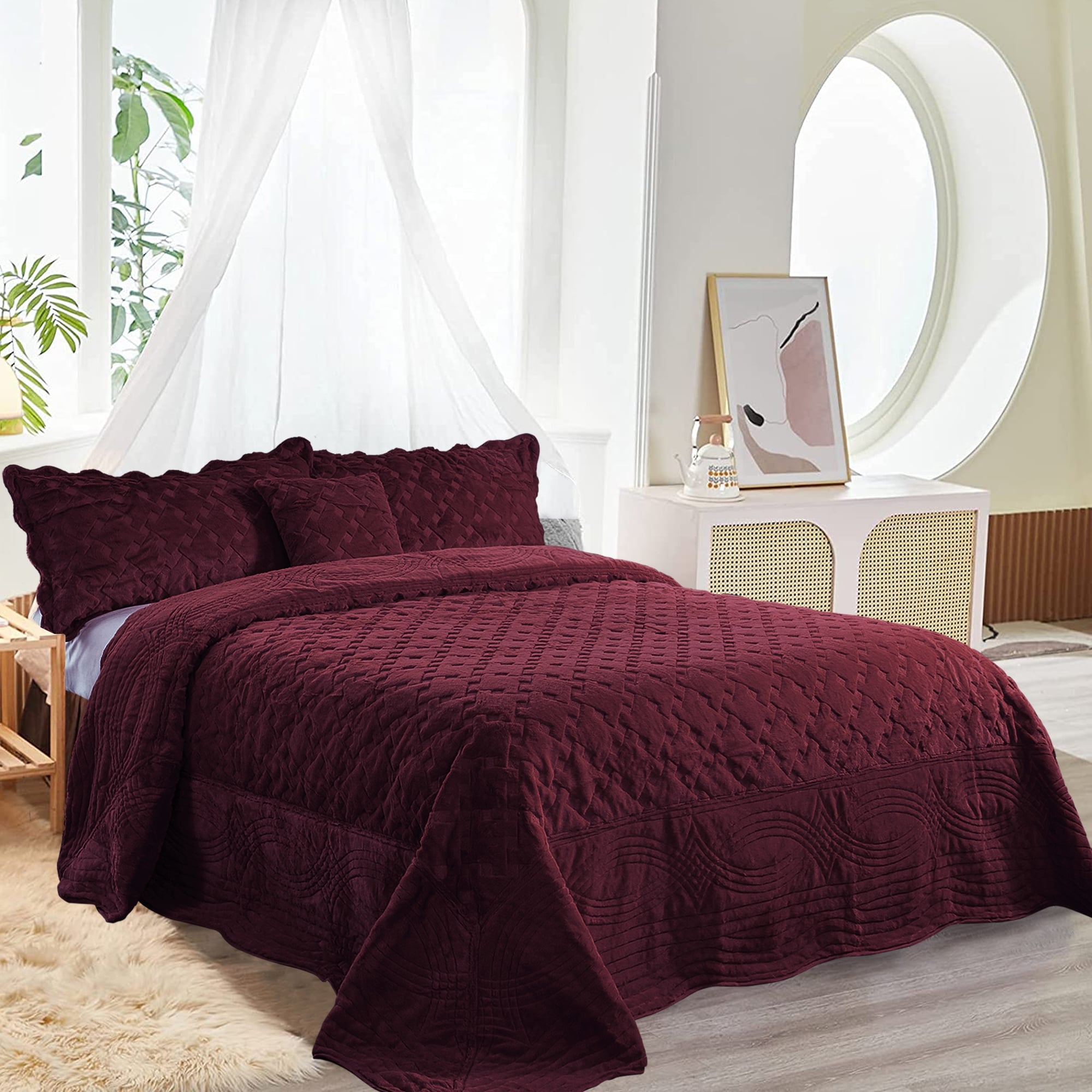 FauxFur Quilted Tatami 4 piece Bedspread Set Bed Bath Beyond 11198874