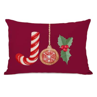 Joy - Christmas Things - Red Lumbar Pillow