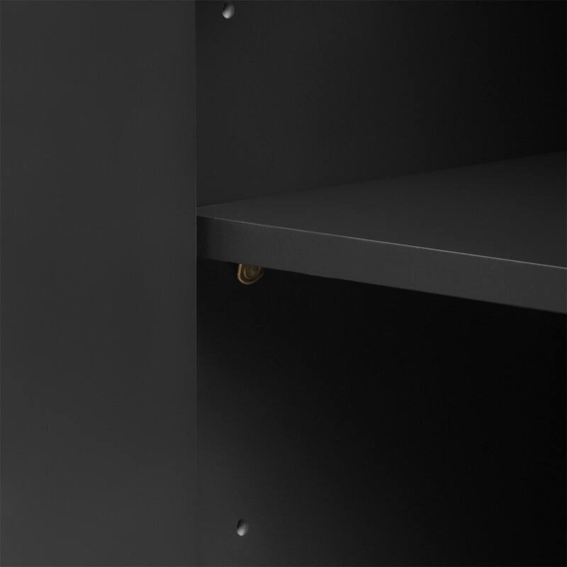 4-Door Sideboard Buffet Cabinet, Curved Corner Design Wavy Door Panel Cabinet, Accent Storage Cabinet with Adjustable Shelves