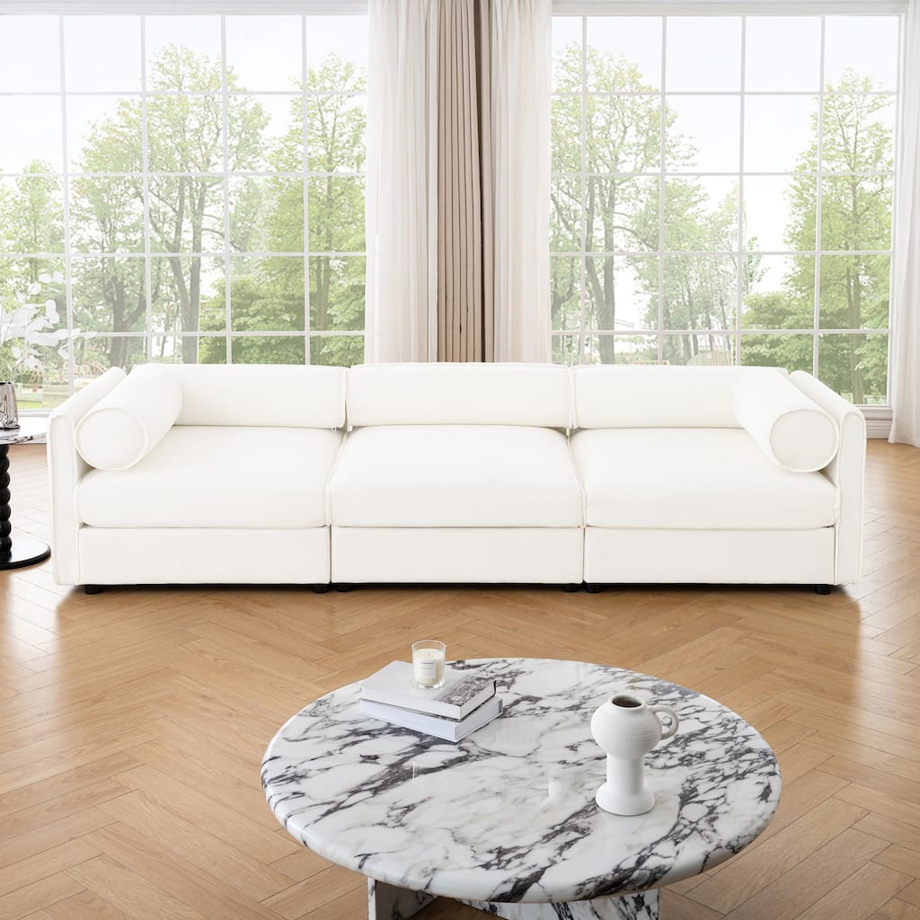 GDFStudio - Octavius Chenille 3-Seater Sofa With Storage Seat