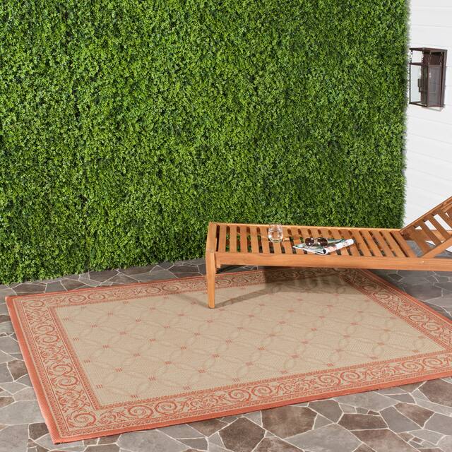 SAFAVIEH Courtyard Laurene Waterproof Patio Backyard Rug - 8' x 11' - Natural/Terra
