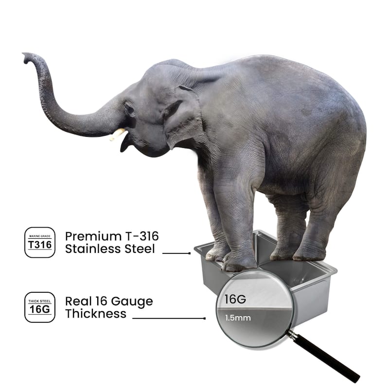 30" Handcrafted 316 Stainless Steel Single Bowl Workstation Undermount Kitchen Sink - 27"