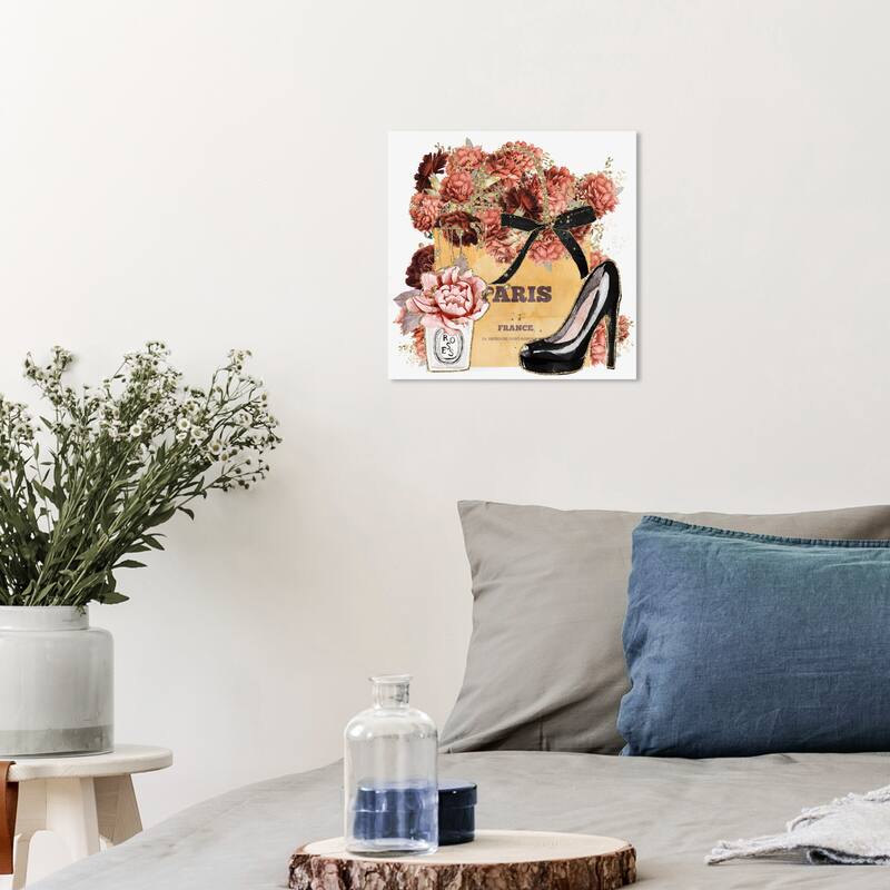 Wynwood Studio Fashion and Glam Pastel Parisian Tangerine Bag Fall Orange and Glam Wall Art Canvas Print - 12 x 12