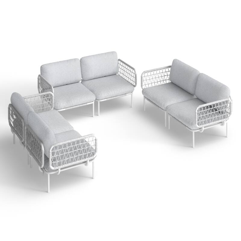 Outdoor Patio Sectional Sofa Set Cushioned Conversation Seating Set