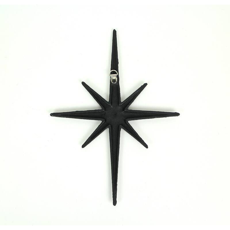 Zeckos Black Cast Iron Starburst Wall Hanging 8 Point Stars (Set Of 3)