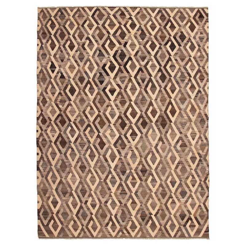 Sivas Brown Kilim 10'6" x 13'8" - 10'6 x 13'8 - Dark Brown - 10'6 x 13'8