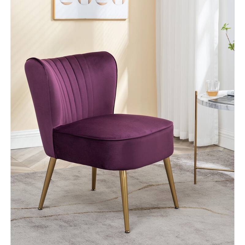 Us Pride Furniture Sauter 23.2" Wide Mid-Century Modern Microfiber Accent Chair - Purple