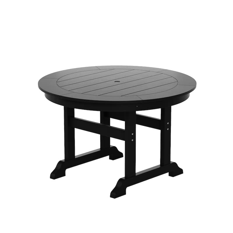 Laguna Hdpe All Weather Outdoor Patio 47" Round Dining Table - Black