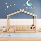 preview thumbnail 29 of 35, Twin Wooden House Bed with Roof and Fence, Kids Playhouse Frame Natural - Twin