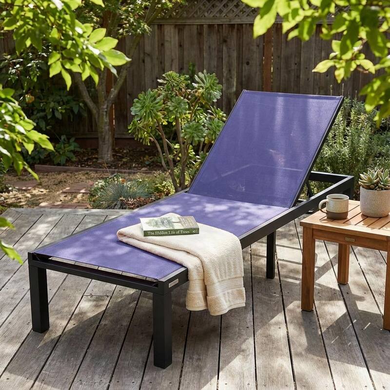 Marlin Outdoor Chaise Lounge Chair - Stackable Adjustable Recliner Sun Lounger for Pool, Beach, Patio, or Backyard