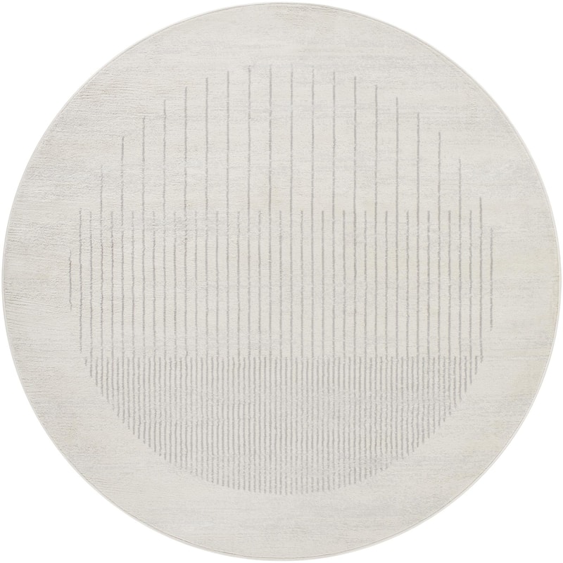Livabliss Floransa Transitional Area Rug - 6' 7" x 6' 7" - Faded Grey - Round