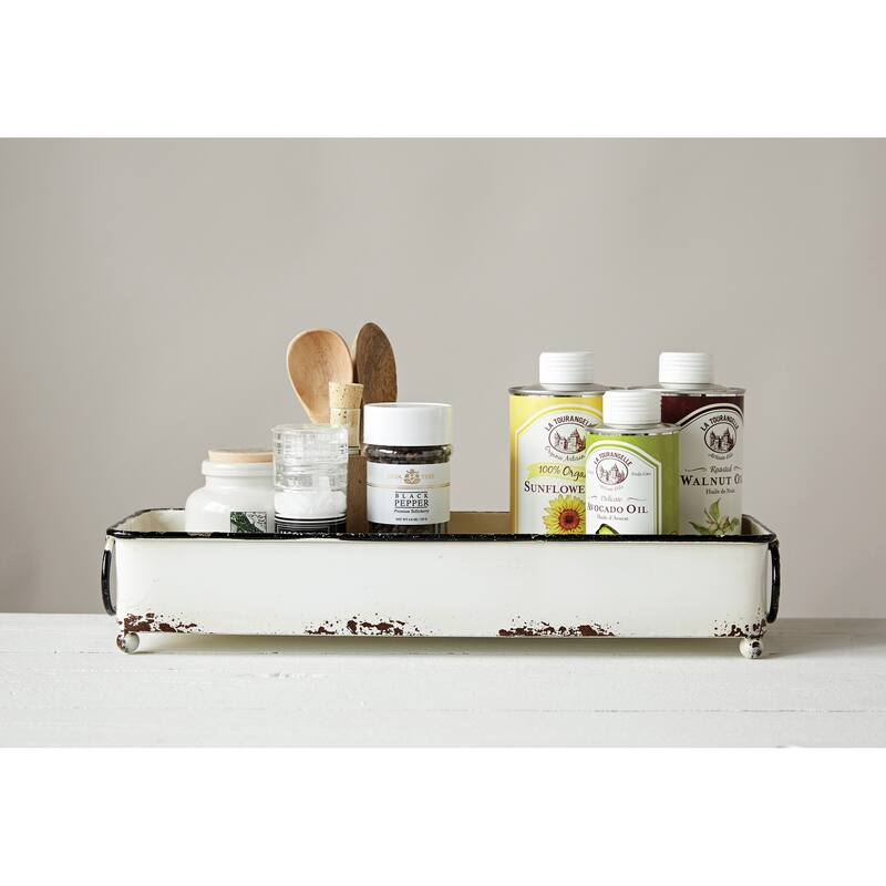 Decorative Metal Tray with 2 Handles