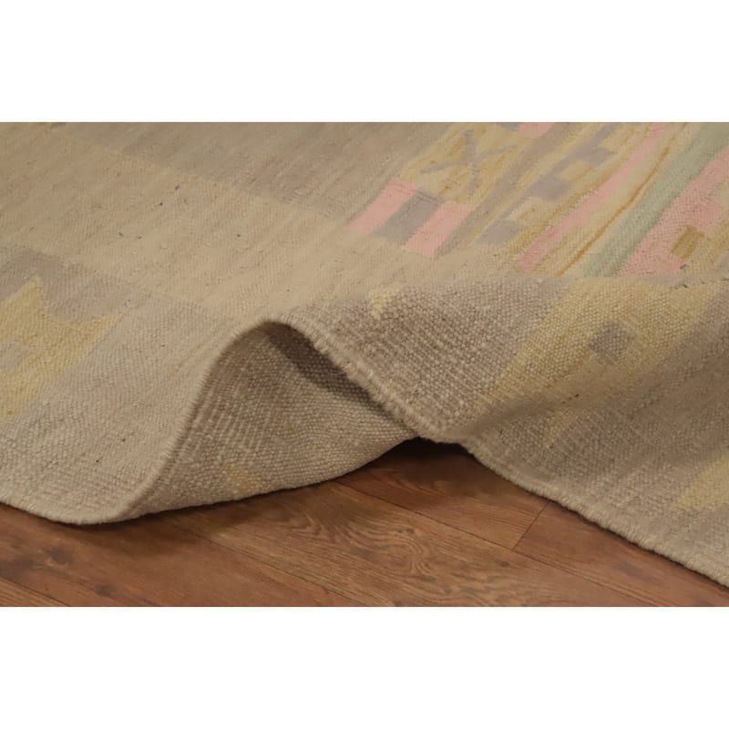 Hand Woven Oriental 100% Wool Carpet Southwestern Tribal Multi-Colored Kilim Area Rug - 9' 8'' X 7' 8''