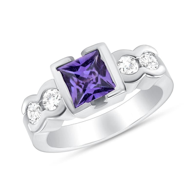1.03 ct Purple Sapphire and Diamond Ring in 14k White Gold