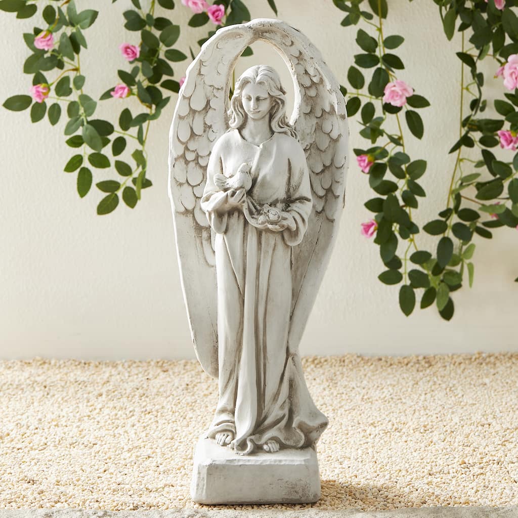 Glitzhome 20.5"H MGO Standing Archangel Garden Statue Outdoor Indoor Sculpture
