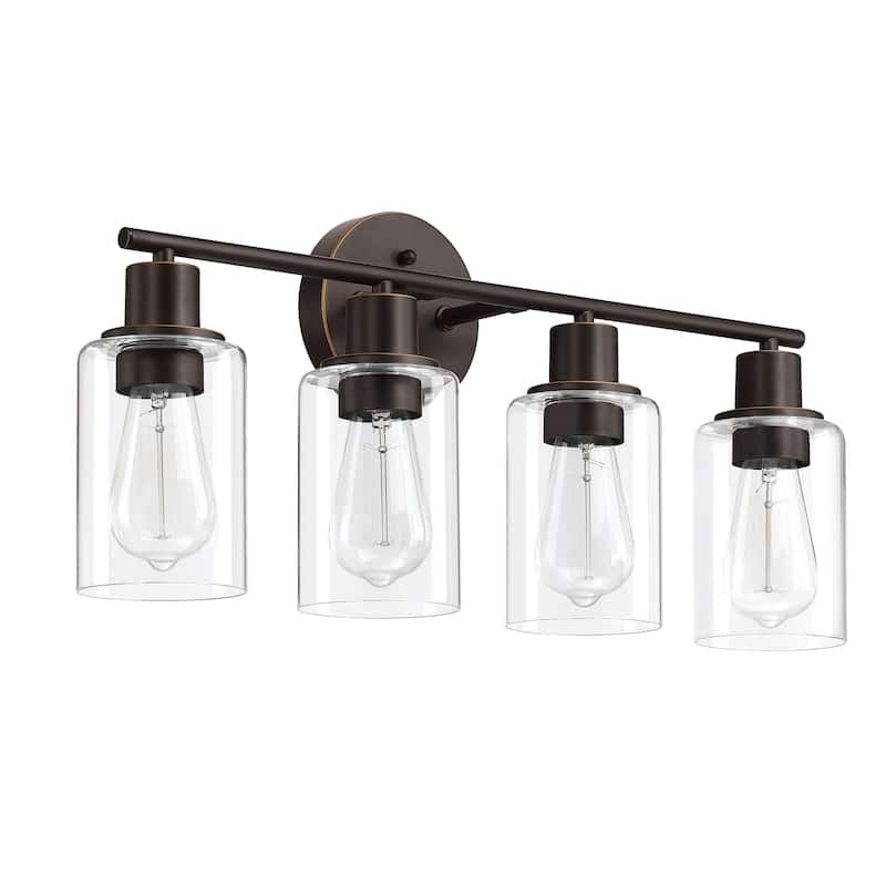 4-Light Clear Glass Shade Dimmable Bathroom Vanity Lights Wall Sconces