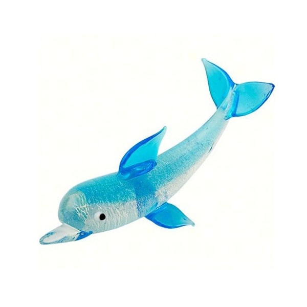 3.5" Blue and White Dolphin Art Glass Animal Figurine - N/A