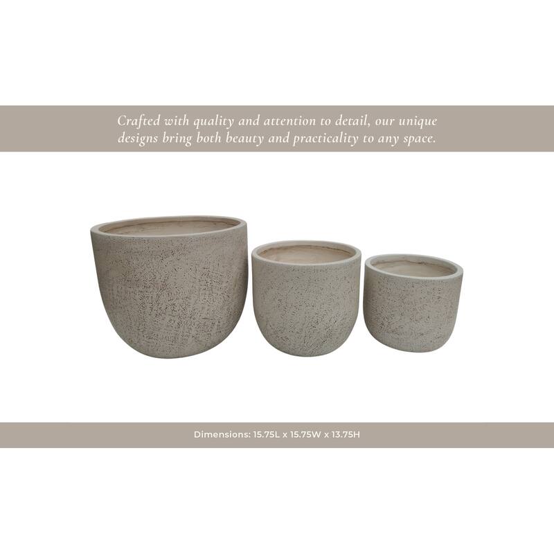 Polyresin Planters Garden Flower Pot (Set of 3) - 14", 11", 9" Ivory - 15.75" x 15.75" x 13.75"