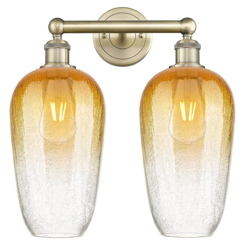 Innovations Lighting Endless Possibilities Edison - Brookhaven Flute - 2 Light 16" Bath Vanity Light - Antique Brass/Amber