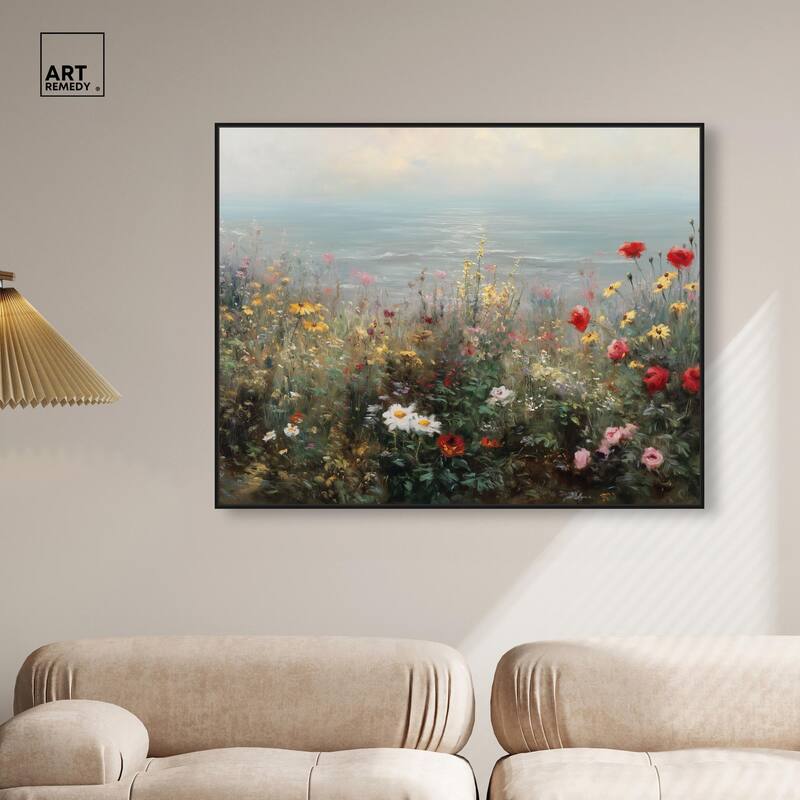 Misty Ocean Field I Canvas by Art Remedy