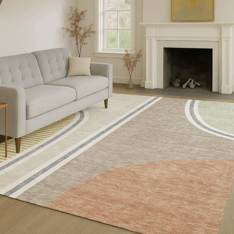 Machine Washable Indoor/ Outdoor Contemporary Keely Chantille Rug