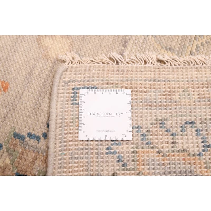 ECARPETGALLERY Hand-knotted Modern Oushak Light Grey Wool Rug - 6'0 x 8'11