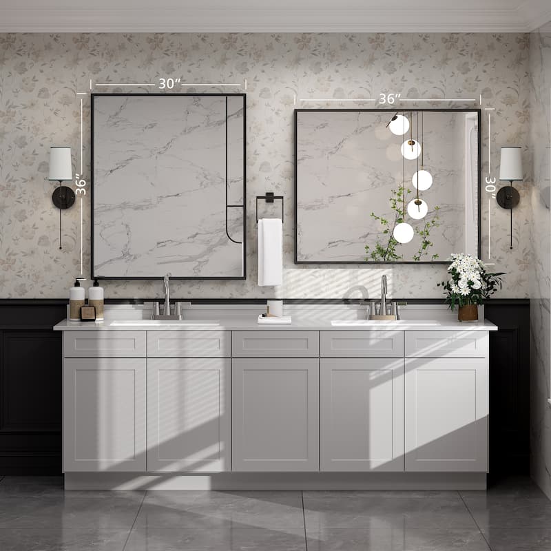 Tempered Glass and Metal Framed French Cleat Mounted Wall Bathroom / Vanity Mirror