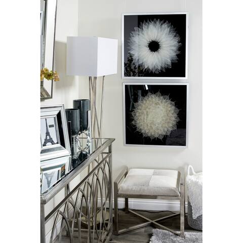 White Leaf Mandala Natural Wall Decor Shadow Box 23.5 x 23.5 - 24 x 2 x 24