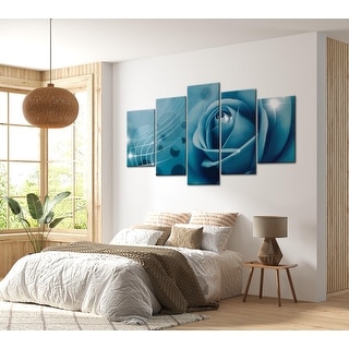 Floral Canvas Wall Art - Blue Rose Fantasy - 5 Pieces - Multi-Color ...