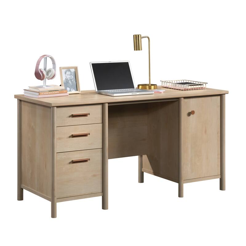 Engineered Wood Transitional Computer Desk with Generous Work Surface, Brown