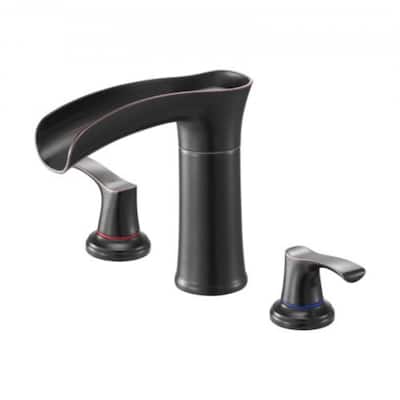 Oil-Rubbed Bronze Deck Mount Roman Tub Faucet with Dual-Handle and High-Flow 2.38 GPM - 6.30” x 2.24” x 8.86”