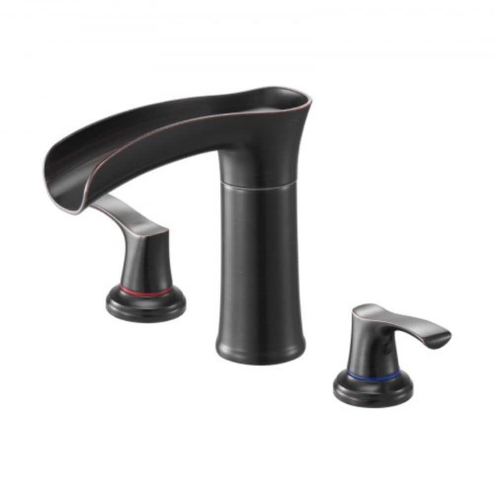 Oil-Rubbed Bronze Deck Mount Roman Tub Faucet with Dual-Handle and High-Flow 2.38 GPM - 6.30” x 2.24” x 8.86”