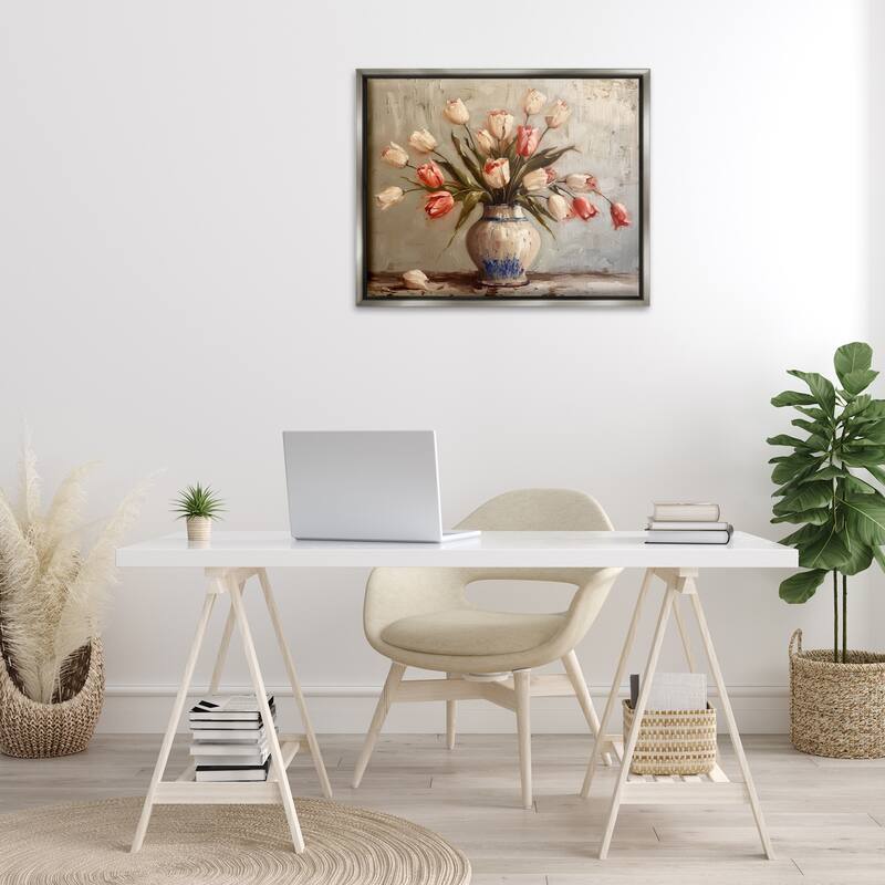 Stupell Quiet Spring Tulips Framed Floater Canvas Wall Art Design By Arlington Prints