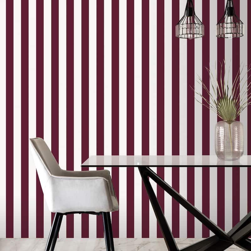 Galerie Wallcoverings Smart Stripes 3 Awning Stripe Vinyl on Non-woven Matte Wallpaper Roll - 33 feet long x 21 inches wide