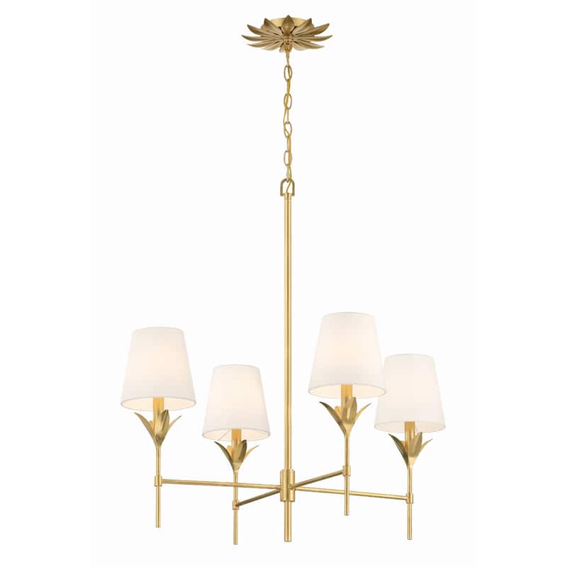 Broche 4 Light Antique Gold Chandelier - 28"W x 28"H x 28"D