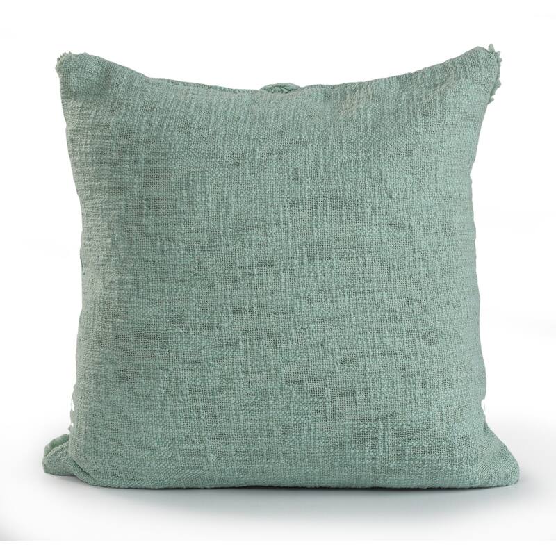 Set of Two Green Diamond Cotton Throw Pillow With Fringe