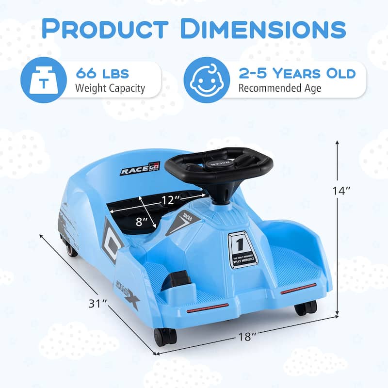 Costway 12V Ride on Toy Car Electric Go Kart with Cleaning Fun & - Red