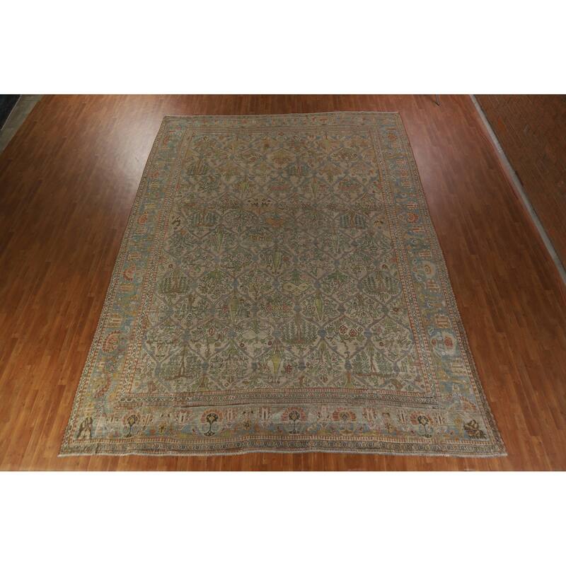 Hand Knotted Oriental 100% Wool Carpet Traditional All-Over Brown Bakhtiari Area Rug - 16' 2'' X 12' 2''