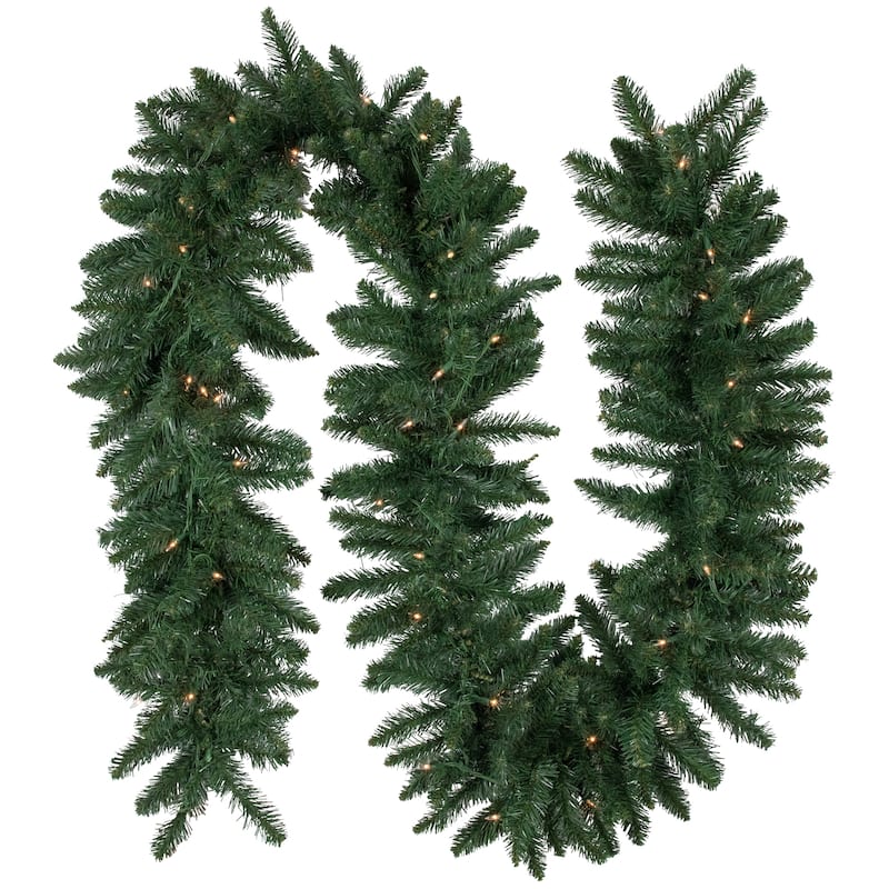9' x 12 Buffalo Fir Artificial Christmas Garland - Clear Lights